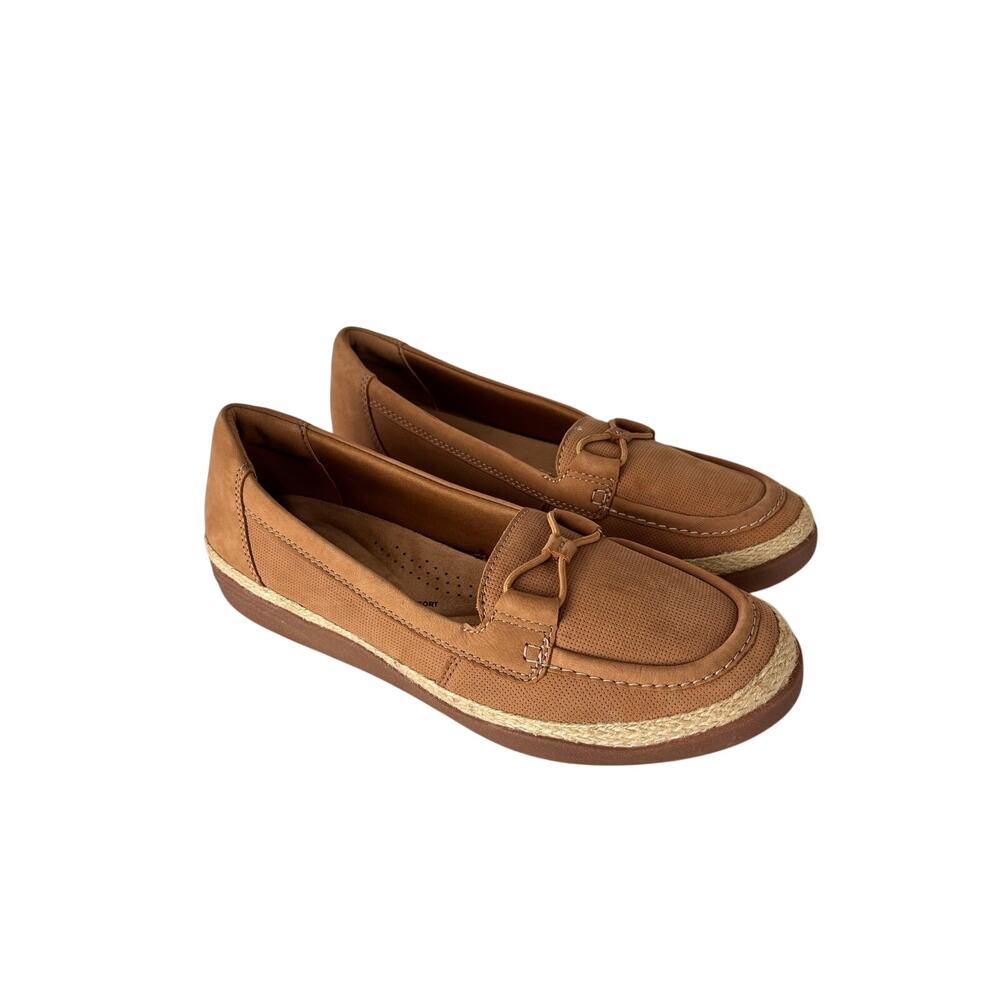 Clarks Elaina Milly Loafers Tan Nubuck Espadrille Comfort Flats Women’s 10